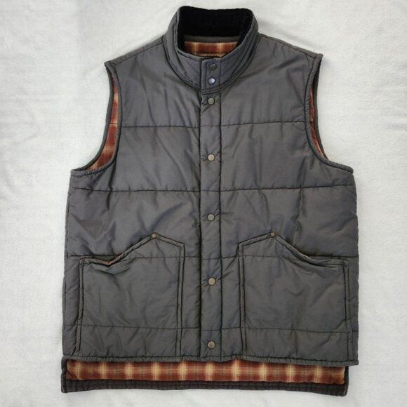 Old Navy Other - OLD NAVY Men's Vintage Snap Button Insulated Vest XL Grey Brown Fall Warm Cozy